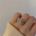 Korea New Fashion Jewelry Exquisite Silver Color Zircon Ring Elegant Women's Opening Adjustable Wedding Gift Luxury Accessory