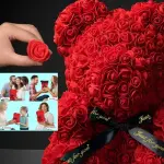 New Artificial Flower Eternal Rose Teddy Bear for Mom Mother's Day Birthday Valentine's Day Anniversary Gifts & Artificial Decor