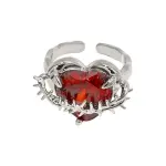 Zirconia Red Heart Adjustable Ring For Women Personalized Red Open Finger Ring Vintage Gothic Ring Y2K Jewelry Girls Party Gift