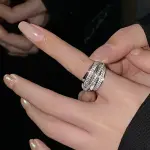 Korea New Fashion Jewelry Exquisite Silver Color Zircon Ring Elegant Women's Opening Adjustable Wedding Gift Luxury Accessory