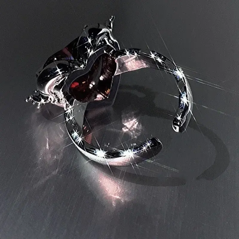 Zirconia Red Heart Adjustable Ring For Women Personalized Red Open Finger Ring Vintage Gothic Ring Y2K Jewelry Girls Party Gift