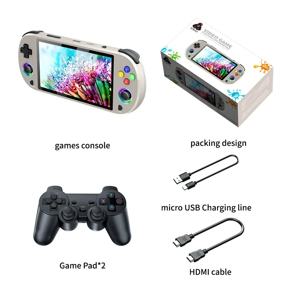 M22pro Classic Retro Game Console 5.0 inch HD 1920*1080 IPS display supports LINUX/Emelec 4.3 for PS1 gaming video player