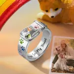 Trendy Colorful Paw Print Collar Shaped Ring, Cool Party Jewelry, Valentine's Day Gift for Women Mom Family Friends Bestselling