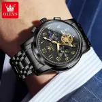 OLEVS 2900 Moon Phase Watch Men Stainless Steel Waterpoof Luminous Fashion Skeleton Chronograph Quartz Wrist Watch for Men NEW