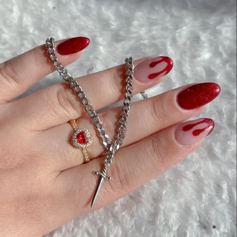 Europe and The United States Gothic Heart-shaped Ring and Sword Bracelets Set Men and Women Couples Sparkling Jewelry Gifts
