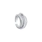 Korea New Fashion Jewelry Exquisite Silver Color Zircon Ring Elegant Women's Opening Adjustable Wedding Gift Luxury Accessory