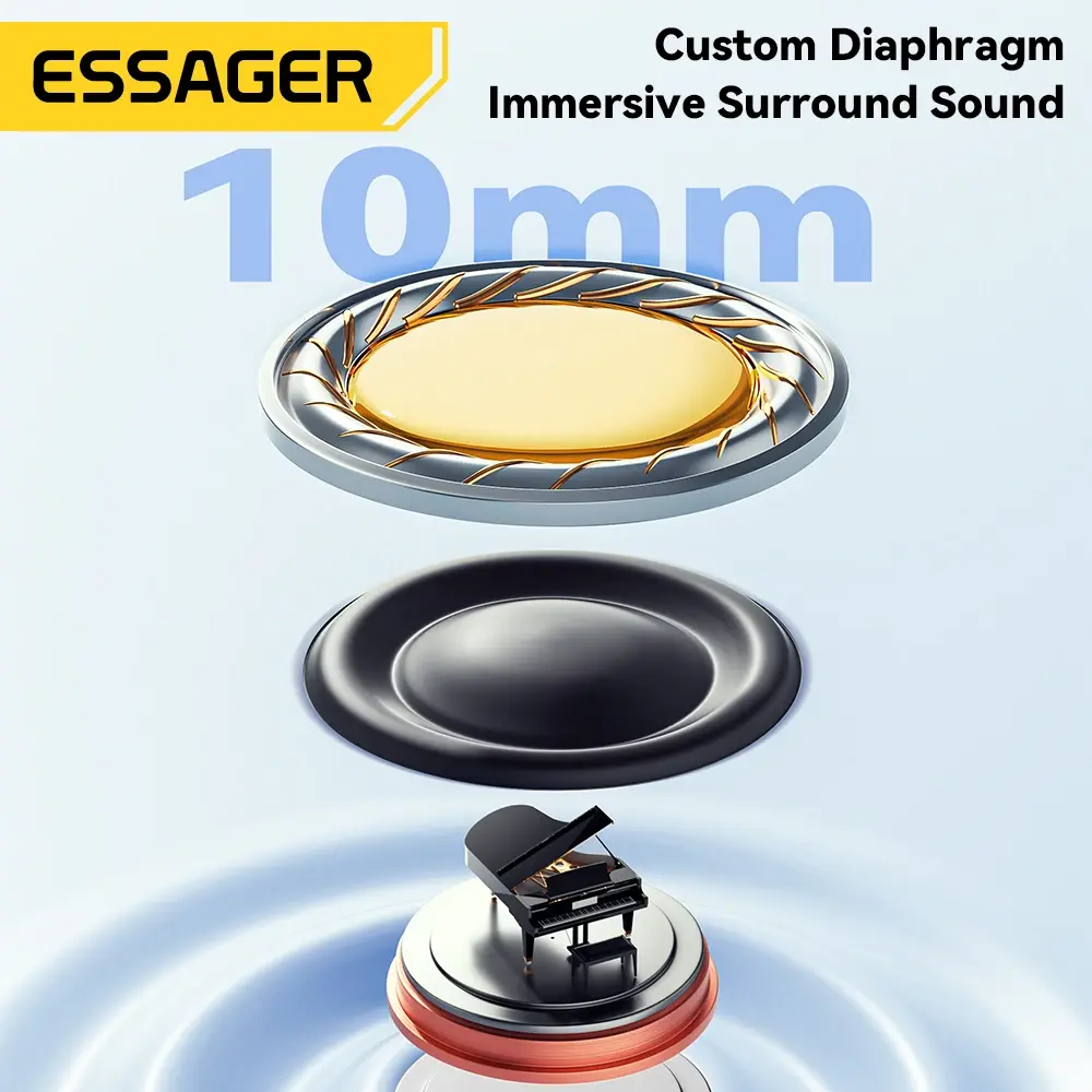 Essager Wireless Bluetooth5.3 Headset Dual Noise Cancellation Touch Control Earbuds With Microphone HiFI Stereo Sound Headphones