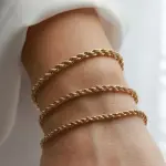 Vnox 2/3/4/5mm Twisted Chain Bracelets for Women Men, Gold Color Stainless Steel Link Chain, Adjustable Minimalist Metal Jewelry
