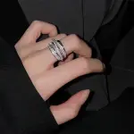 Korea New Fashion Jewelry Exquisite Silver Color Zircon Ring Elegant Women's Opening Adjustable Wedding Gift Luxury Accessory