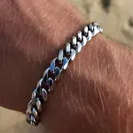 New Trendy Cuban Chain Men Bracelet Classic Stainless Steel Silver Color Width Chain Bracelet For Women Fashion Jewelry Gifts