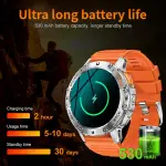 LIGE 1.43 Inch AMOLED Screen Bluetooth Call Flashlight 530mAh Outdoor Men Smart Watch Sports Health Monitor For Android IOS K65