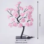 24 LED Rose Tree Lights USB Plug Table Lamp Fairy Flower Night Light For Home Party Christmas Wedding Bedroom Decoration Gift
